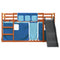 vidaXL Bunk Bed without Mattress with Slide and Curtains Blue 90x200 cm