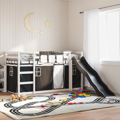 vidaXL Bunk Bed without Mattress with Slide White and Black 80x200 cm