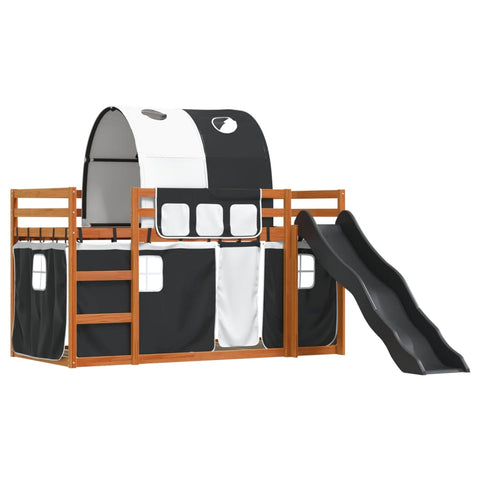 vidaXL Bunk Bed without Mattress with Slide White and Black 90x200 cm