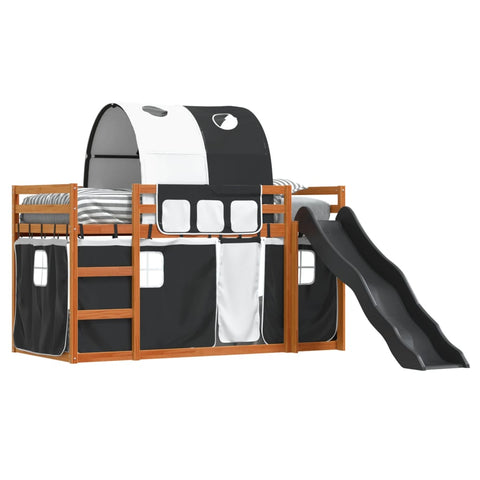 vidaXL Bunk Bed without Mattress with Slide White and Black 90x200 cm