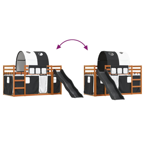 vidaXL Bunk Bed without Mattress with Slide White and Black 90x200 cm