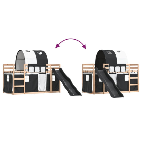 vidaXL Bunk Bed without Mattress with Slide White and Black 90x190 cm Single