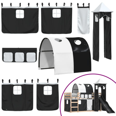vidaXL Bunk Bed without Mattress with Slide White and Black 90x200 cm
