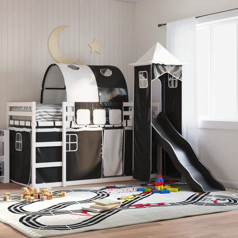 vidaXL Bunk Bed without Mattress with Slide White and Black 90x200 cm