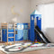 vidaXL Bunk Bed without Mattress with Slide and Curtains Blue 90x200 cm