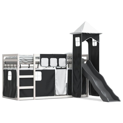 vidaXL Bunk Bed without Mattress with Slide White and Black 90x200 cm