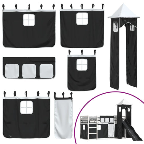 vidaXL Bunk Bed without Mattress with Slide White and Black 90x200 cm