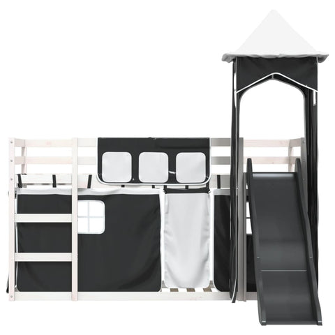 vidaXL Bunk Bed without Mattress with Slide White and Black 90x200 cm