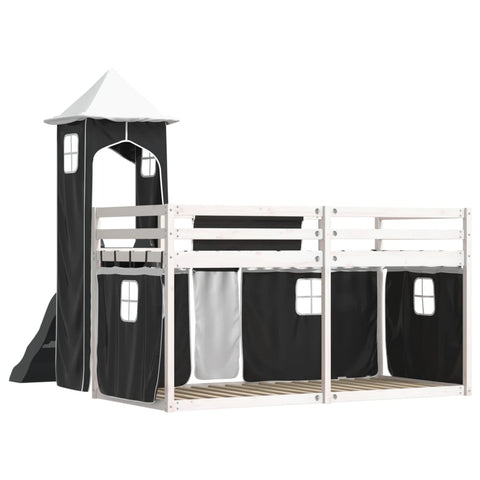 vidaXL Bunk Bed without Mattress with Slide White and Black 90x200 cm
