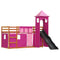 vidaXL Bunk Bed without Mattress with Slide and Curtains Pink 90x200 cm