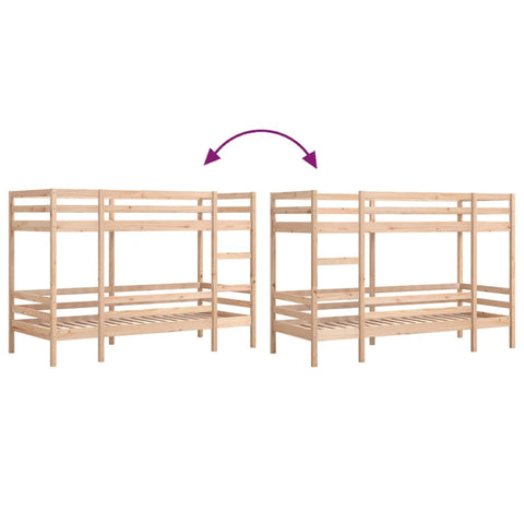 vidaXL Bunk Bed without Mattress 90x190 cm Single Solid Wood Pine