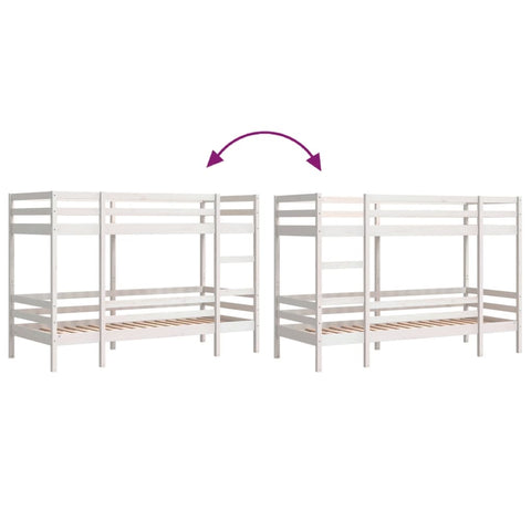 vidaXL Bunk Bed without Mattress White 75x190 cm Small Single Solid Wood Pine