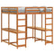 vidaXL Loft Bed with Desk and Ladder Wax Brown 180x200 cm Super King Solid Wood Pine