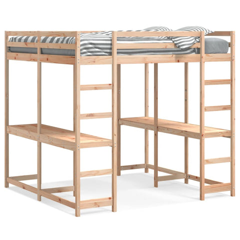 vidaXL Loft Bed with Desk and Ladder 160x200 cm Solid Wood Pine