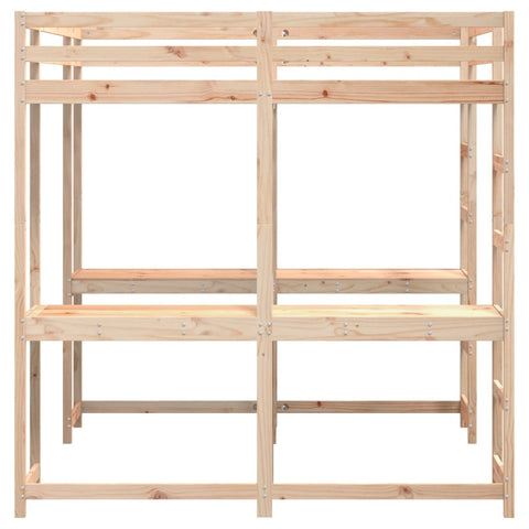 vidaXL Loft Bed with Desk and Ladder 160x200 cm Solid Wood Pine