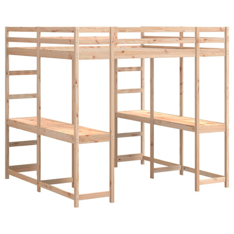vidaXL Loft Bed with Desk and Ladder 160x200 cm Solid Wood Pine