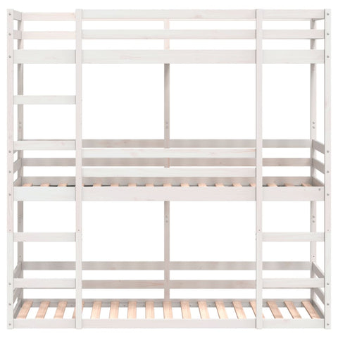vidaXL Triple Bunk Bed without Mattress White 80x200 cm Solid Wood Pine