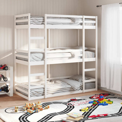 vidaXL Triple Bunk Bed without Mattress White 80x200 cm Solid Wood Pine