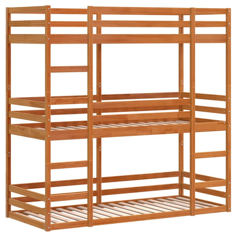 vidaXL Triple Bunk Bed without Mattress Wax Brown 80x200 cm Solid Wood Pine