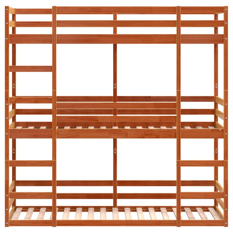 vidaXL Triple Bunk Bed without Mattress Wax Brown 80x200 cm Solid Wood Pine