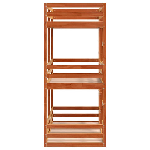 vidaXL Triple Bunk Bed without Mattress Wax Brown 80x200 cm Solid Wood Pine