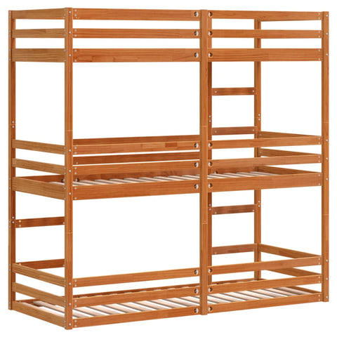 vidaXL Triple Bunk Bed without Mattress Wax Brown 80x200 cm Solid Wood Pine