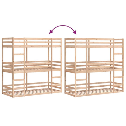 vidaXL Triple Bunk Bed without Mattress 90x200 cm Solid Wood Pine