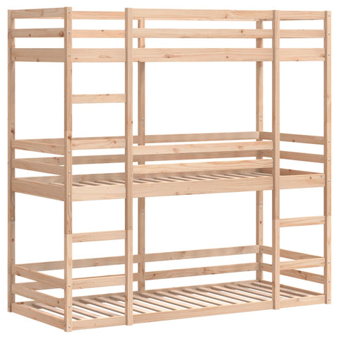 vidaXL Triple Bunk Bed without Mattress 90x190 cm Single Solid Wood Pine