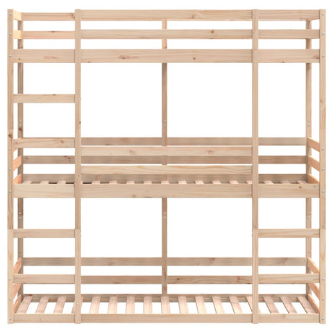 vidaXL Triple Bunk Bed without Mattress 90x190 cm Single Solid Wood Pine