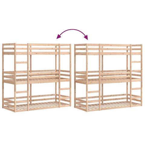 vidaXL Triple Bunk Bed without Mattress 90x190 cm Single Solid Wood Pine