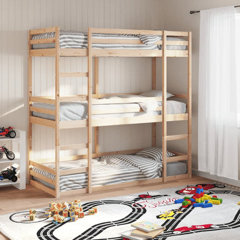 vidaXL Triple Bunk Bed without Mattress 90x190 cm Single Solid Wood Pine