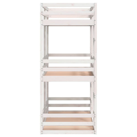 vidaXL Triple Bunk Bed without Mattress White 90x190 cm Single Solid Wood Pine