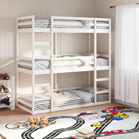 vidaXL Triple Bunk Bed without Mattress White 90x190 cm Single Solid Wood Pine