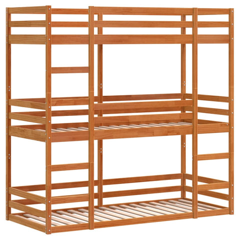 vidaXL Triple Bunk Bed without Mattress Wax Brown 90x190 cm Single Solid Wood Pine