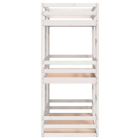 vidaXL Triple Bunk Bed without Mattress White 75x190 cm Small Single Solid Wood Pine