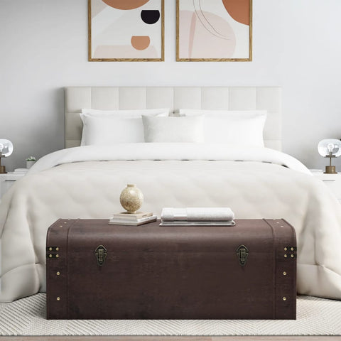 vidaXL Treasure Chest with Latches Dark Brown 110x50x39.5 cm Plywood