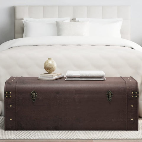 vidaXL Treasure Chest with Latches Dark Brown 110x50x39.5 cm Plywood