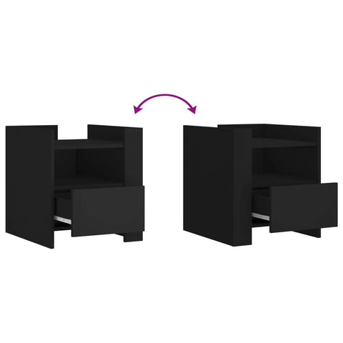 vidaXL Bedside Cabinet Black 45x50x50 cm Engineered Wood
