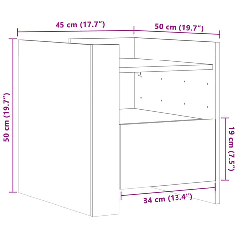 vidaXL Bedside Cabinet Concrete Grey 45x50x50 cm Engineered Wood