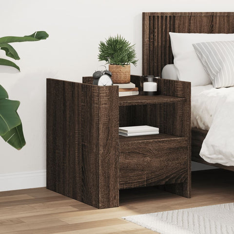 vidaXL Bedside Cabinet Brown Oak 45x50x50 cm Engineered Wood