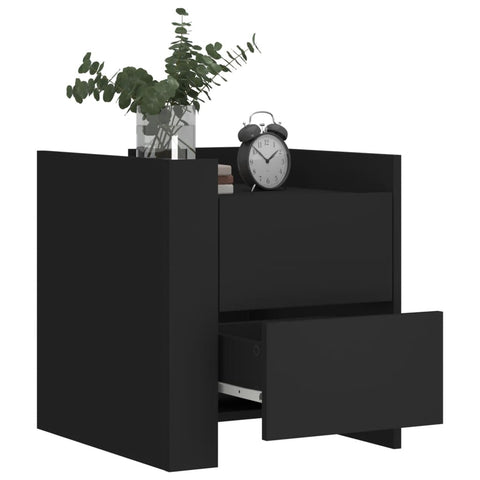 vidaXL Bedside Cabinet Black 45x50x50 cm Engineered Wood