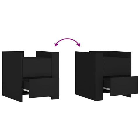 vidaXL Bedside Cabinet Black 45x50x50 cm Engineered Wood