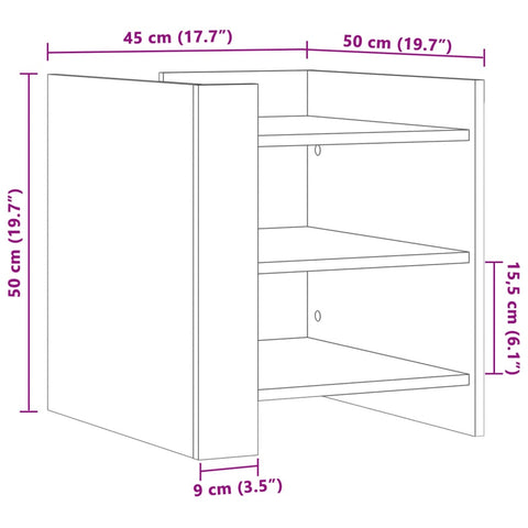 vidaXL Bedside Cabinet Concrete Grey 45x50x50 cm Engineered Wood