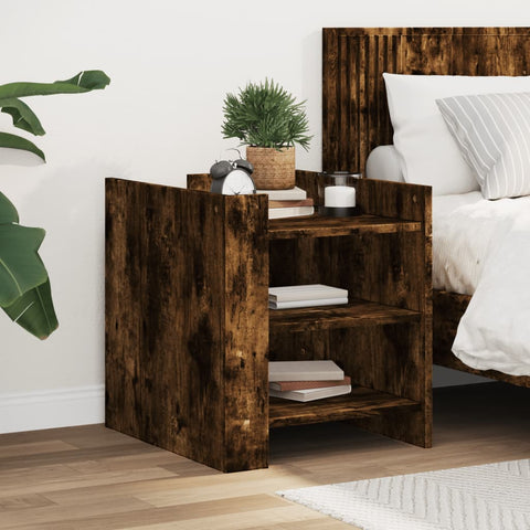 vidaXL Bedside Cabinet Smoked Oak 45x50x50 cm Engineered Wood