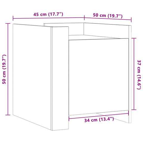 vidaXL Bedside Cabinet Black 45x50x50 cm Engineered Wood