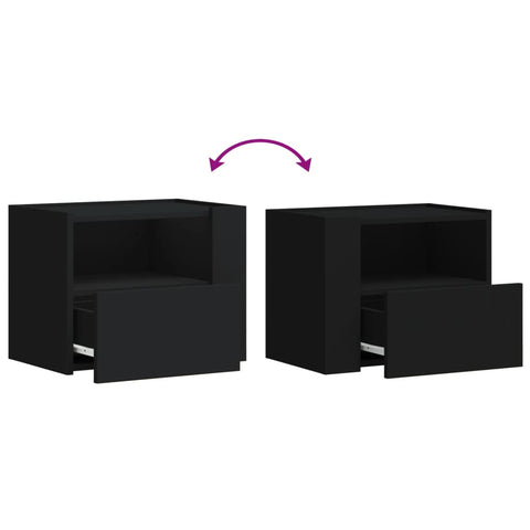 vidaXL Wall-mounted Bedside Cabinet Black 45x30x35 cm
