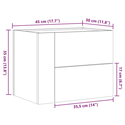vidaXL Wall-mounted Bedside Cabinets 2 pcs Grey Sonoma 45x30x35 cm