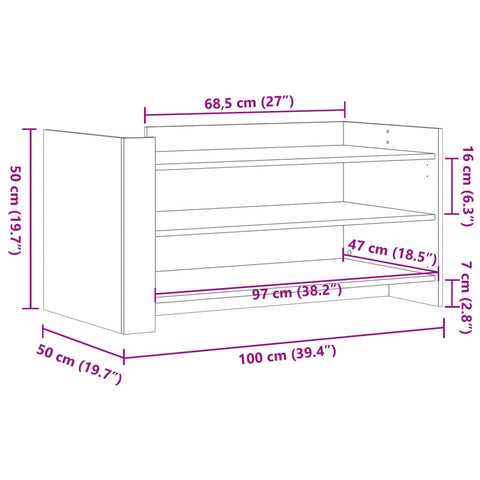 vidaXL Coffee Table Sonoma Oak 100x50x50 cm Engineered Wood