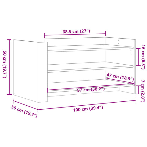 vidaXL Coffee Table Grey Sonoma 100x50x50 cm Engineered Wood
