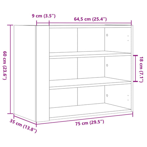 vidaXL Wall Cabinet Concrete Grey 75x35x60 cm Engineered Wood
